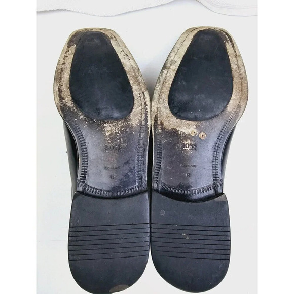 Hugo Boss Size 13 Men\'s Black Leather Embossed Logo Lace Up Shoes main image 13